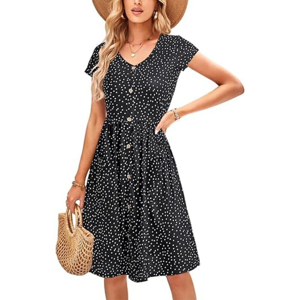 SHORT SLEEVE MIDI DRESS, XL, 6I-167D005